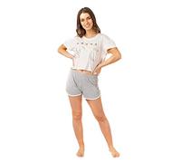 i-Smalls Ladies Summer Cotton New York NYC Crop Top Shortie Pyjama Set (Dusk Pink) SM