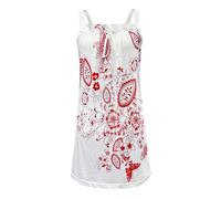 i-Smalls Ladies' Summer Nightdress Sleeveless Floral Paisley Print Nightie Lightweight Loungewear (Red) 3XL