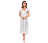 i-Smalls Ladies Vintage Victorian Nightdress Short Sleeve 100% Cotton Nightgown Sleewear (XXL) White Victorian