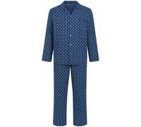 i-Smalls Men's 100% Cotton Pyjama Set - Long Sleeve Button Up Shirt & Trousers - Classic Paisley Print Sleepwear Loungewear (4XL) Navy