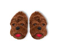i-Smalls Men's 3D Bulldog Slippers Push Animal Fleece House Shoes (7-8) Brown