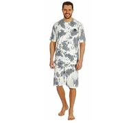 i-Smalls Men's Casual Pyjama Set Tie Dye Print Short Sleeve Top Elastic Waist Shorts Set Loungewear (Grey) M