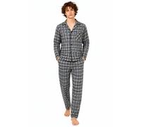 i-Smalls Mens Check Pyjama Set Woven Poly Cotton Long Sleeve PJs Nightwear (L) Green