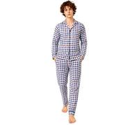 i-Smalls Mens Check Pyjama Set Woven Poly Cotton Long Sleeve PJs Nightwear (M) Multi