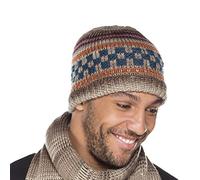 i-Smalls Men's Knit Block Pattern Fleece Lined Warm Beanie Hat & Scarf (Hat)