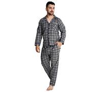 i-Smalls Men's Long Sleeved Soft Woven Poly/Cotton Traditional Check Style Pyjamas Set - Sizes S-XXL (L) Green