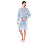 i-Smalls Mens Premium Quality Kimono Lounge Robe With Diamond Pattern Design (XL) Light Blue