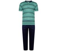 i-Smalls Mens Pyjama Sets Jersey 3 Button Top Lounge Sleepwear Soft Material (Green) XL