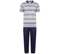 i-Smalls Mens Pyjama Sets Jersey 3 Button Top Lounge Sleepwear Soft Material (Grey) L