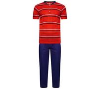 i-Smalls Mens Pyjama Sets Jersey 3 Button Top Lounge Sleepwear Soft Material (Red) L