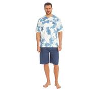 i-Smalls Men's Tie Dye Pyjama Set Short Sleeve T-Shirt & Elastic Waistband Shorts (L) Blue