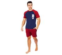 i-Smalls Mens Varsity Short Pyjama Set with Striped Shorts (Navy Red) XL