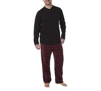 i-Smalls Men's Warm Winter Pyjama Set Fleece Top Checked Bottoms (XL) Black/Red