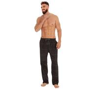 i-Smalls Men's Woven Check Lounge Trousers Casual Lightweight Pyjama Bottoms (XL) Black
