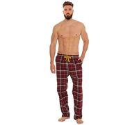 i-Smalls Men's Woven Check Lounge Trousers Casual Lightweight Pyjama Bottoms (XL) Burgundy