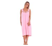 i-Smalls Super Lightweight Sleeveless Nightdress 100% Skin-Friendly Cotton Nightie with Elegant Lace Trim (XXL) Pink