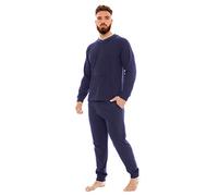 i-Smalls Teenage Boys and Men's Long Sleeve Pyjamas Super Soft 100% Cotton Airline Business Class Sleep Set (M) Navy