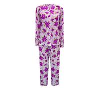 i-Smalls Women Floral Pyjama Set Long Sleeve Button Front Spring 2022 Pyjamas Lounge Set (Purple) M