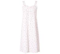 i-Smalls Women's 100% Cotton Floral Nightdress Soft Lightweight Sleeveless Sleep Dress Button Front Long Nightie Summer Loungewear (White) L