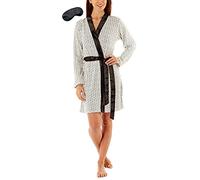 i-Smalls Women's Bari Soft Touch Shortie Kimono with Black Eye Mask (12-14) Black & White