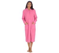 i-Smalls Women's Button-Up Fleece Robe Full-Length Soft Microfleece Housecoat with Pockets & Peter Pan Collar (Pink) 18-20