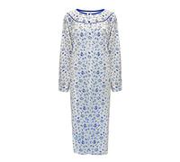 i-Smalls Women's Thermal Nightdress 100% Brushed Cotton Button Front Long Length Nightie L to 3XL (XXL) Blue