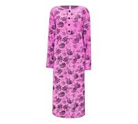 i-Smalls Women's Thermal Nightdress Super Soft Fleece Leaf Print Button Down Nightshirt Nightie (3XL) Light Pink