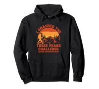 I Smashed Three Peaks Challenge UK Hiking Retro Sunset Pullover Hoodie