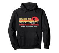 I Smashed Three Peaks Challenge UK Hiking Retro Sunset Pullover Hoodie