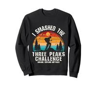 I Smashed Three Peaks Challenge UK Hiking Retro Sunset Sweatshirt