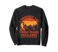 I Smashed Three Peaks Challenge UK Hiking Retro Sunset Sweatshirt