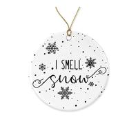 I Smell Snow Ornaments Christmas Gilmore Girls Ornament Holiday Decoration Present Porcelain 3 Flat with Gold Ribbon Free Box Both Sides