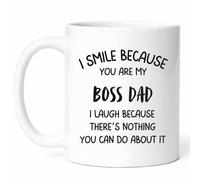 I Smile Because You are My Boss Dad Mug - Leadership Coffee Cup - Family Mentor Funny Gift from - Figure Tea Mugs - Support11Oz Drinking Cups for Birthday, Him, Her, Father S Day, Work