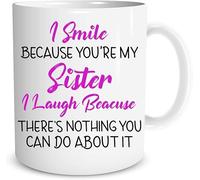I Smile Because You are My Sister - I Laugh Because There’S Nothing You Can Do Novelty Coffee Mug - Birthday Gift for Big/Little/Younger/Older Sister11 Oz Novelty Drinking Cup