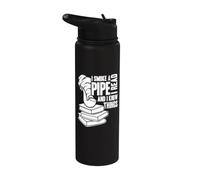 I Smoke A Pipe I Read Books - Piper Accessories - Smoke Pipe Stainless Steel Insulated Water Bottle