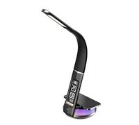 i-Smt LED Table/Desk Lamp with Wireless Charging, Eye Protection with 9 Lighting Mode, Display of Calendar, Time, Alarm and Temperature, Adjustable gooseneck Arm, Base with Neon