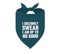 I Solemnly Swear I Am Up to No Good Dog Bandana, Adjustable Pet Triangle Scarf for Funny Attitude Daily Outfit Accessory, Neckerchief for Small Medium Dogs (Teal)