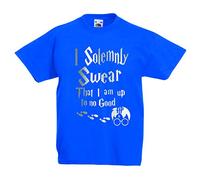I Solemnly Swear That i Am Up to No Good T-Shirt - Harry Potter Inspired Wizard Magic Birthday Gift for Boys or Girls T Shirt 2-3 Years to 12-13 Years (3-4 Years, Blue)