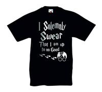 I Solemnly Swear That i Am Up to No Good T-Shirt - Harry Potter Inspired Wizard Magic Birthday Gift for Boys or Girls T Shirt 2-3 Years to 12-13 Years (7-8 Years, Black)