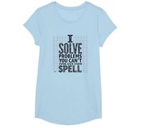 I Solve Problems You Can't Even Spell - Math Humor T-Shirt, Girls, Baby Blue, Small