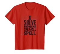 I Solve Problems You Can't Even Spell - Math Humor T-Shirt, Kids, Red, 6 Years
