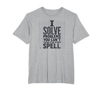 I Solve Problems You Can't Even Spell - Math Humor T-Shirt, Men's Big and Tall, Heather Grey, 5X Tall