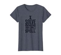I Solve Problems You Can't Even Spell - Math Humor T-Shirt, Women, Heather Blue, M