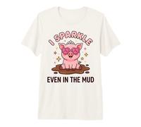 I Sparkle Even in The Mud Cute Pink Pig Kids Graphic Premium T-Shirt
