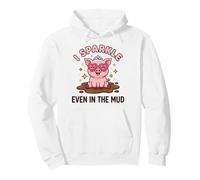 I Sparkle Even In The Mud Cute Pink Pig Kids Graphic Pullover Hoodie