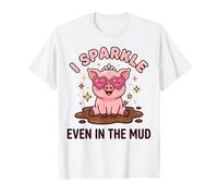 I Sparkle Even in The Mud Cute Pink Pig Kids Graphic T-Shirt