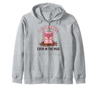 I Sparkle Even In The Mud Cute Pink Pig Kids Graphic Zip Hoodie