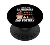I Speak 4 Languages English Pottery Profanity Sarcasm PopSockets Adhesive PopGrip
