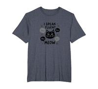 I Speak Fluent Meow - Cat Lover Graphic T-Shirt, Men's Big and Tall, Heather Blue, 5X Tall