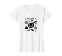 I Speak Fluent Meow - Cat Lover Graphic T-Shirt, Women, White, XL